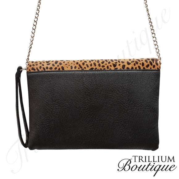 Animal Print Long Chain Crossbody Bag Purse Magnetic Closure with Zipper Pouch - Picture 9 of 9